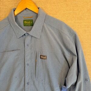 Marsh Wear Mens XL Blue Performance Fishing Shirt Long Sleeve Vented Wicking EUC